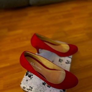 Red Suede heels,